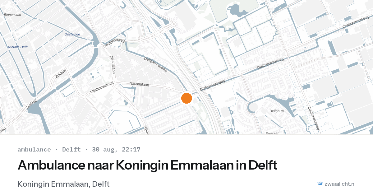 Ambulance naar Koningin Emmalaan in Delft — 30 aug 2026