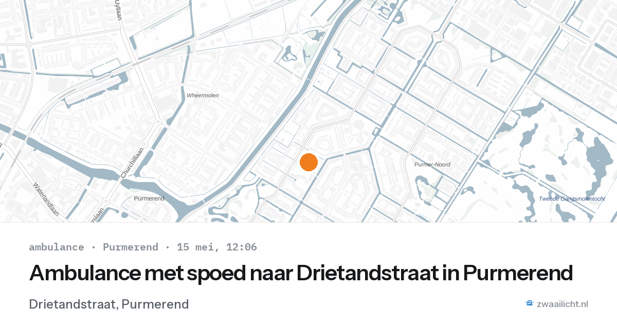 Ambulance met spoed naar Drietandstraat in Purmerend — 15 mei 2026