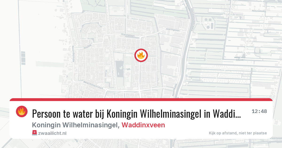 Persoon te water bij Koningin Wilhelminasingel in Waddinxveen — 19 jun 2026