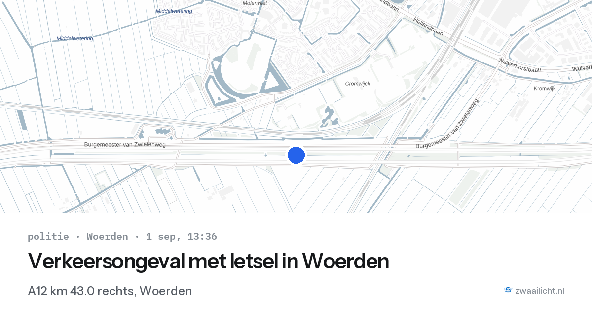 Verkeersongeval met letsel in Woerden — 1 sep 2026