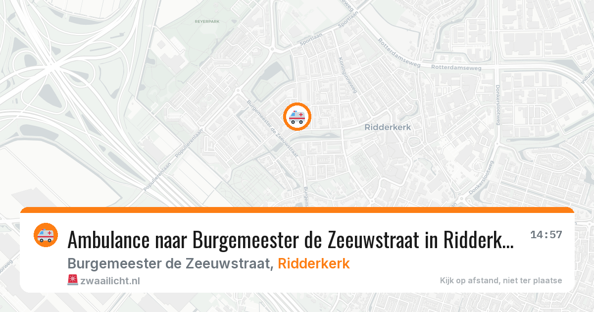 Ambulance naar Burgemeester de Zeeuwstraat in Ridderkerk — 2 jun 2026