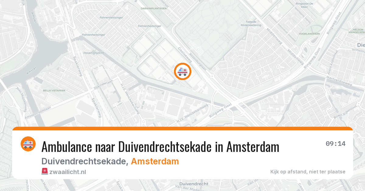 Ambulance naar Duivendrechtsekade in Amsterdam — 13 aug 2026