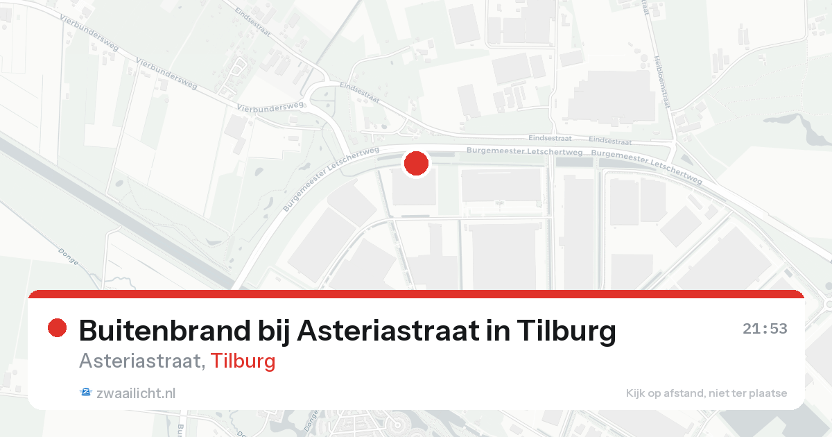 Buitenbrand bij Asteriastraat in Tilburg — 20 aug 2026