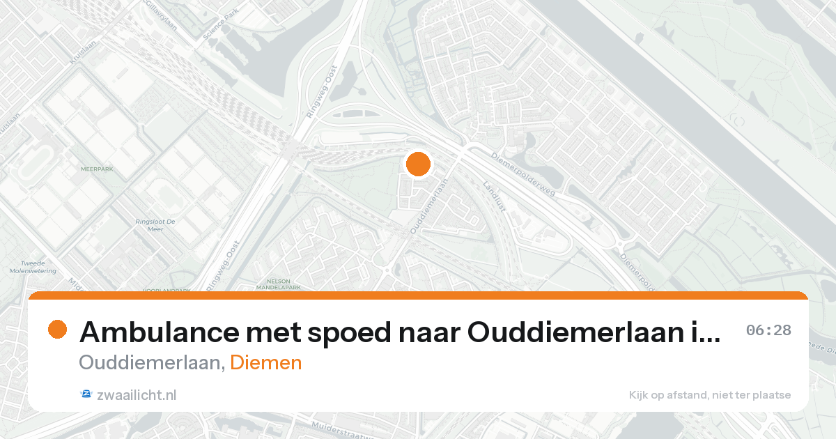 Ambulance met spoed naar Ouddiemerlaan in Diemen — 17 aug 2026