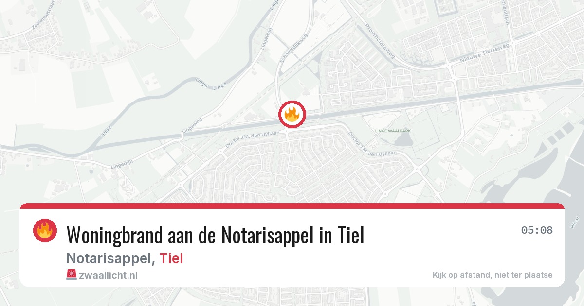 Woningbrand aan de Notarisappel in Tiel — 20 jun 2026