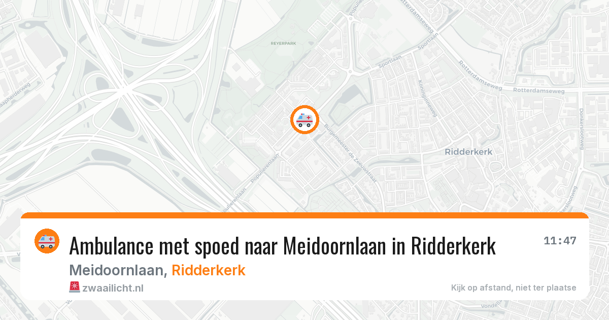 Ambulance met spoed naar Meidoornlaan in Ridderkerk — 26 jun 2026