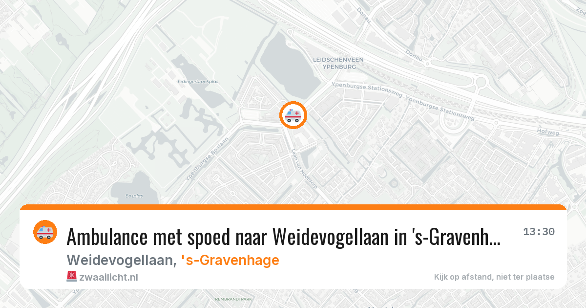 Ambulance met spoed naar Weidevogellaan in 's-Gravenhage — 28 mrt 2026