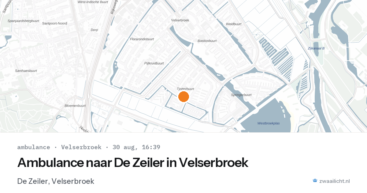 Ambulance naar De Zeiler in Velserbroek — 30 aug 2026
