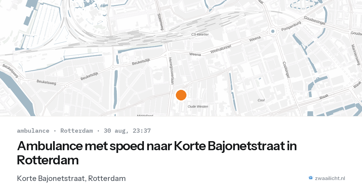 Ambulance met spoed naar Korte Bajonetstraat in Rotterdam — 30 aug 2026