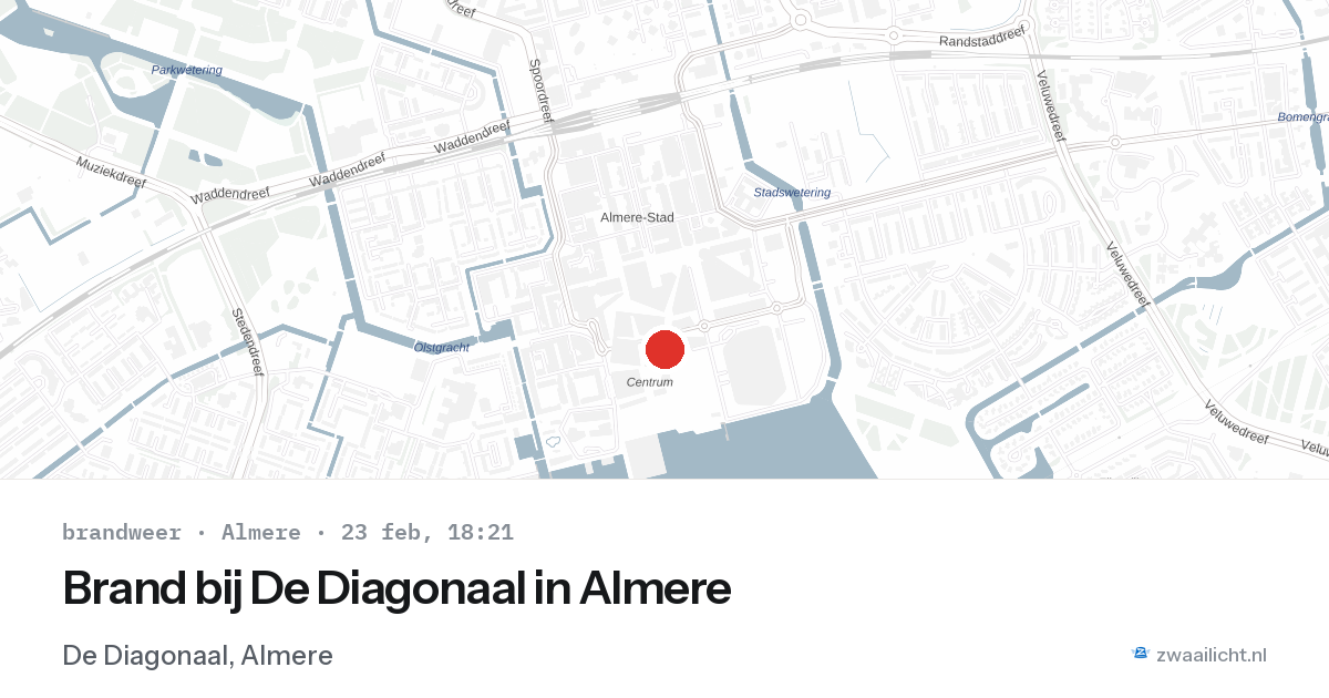 Brand bij De Diagonaal in Almere — 23 feb 2026