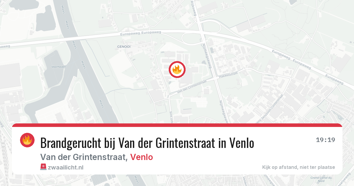 Brandgerucht bij Van der Grintenstraat in Venlo — 22 jun 2026
