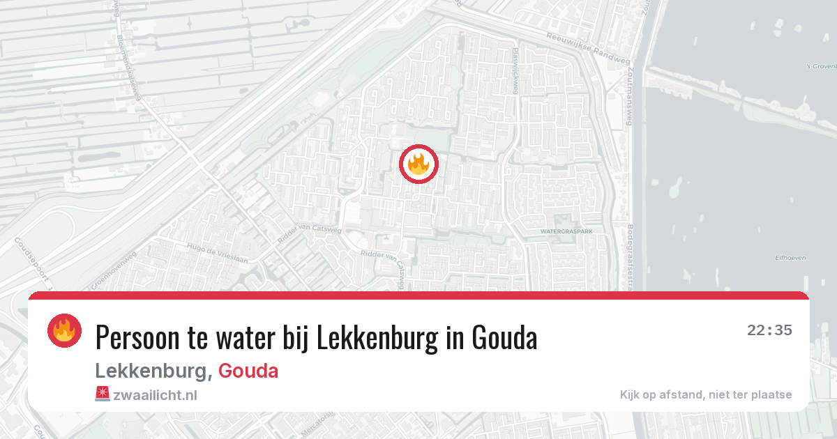 Persoon te water bij Lekkenburg in Gouda — 22 jun 2026
