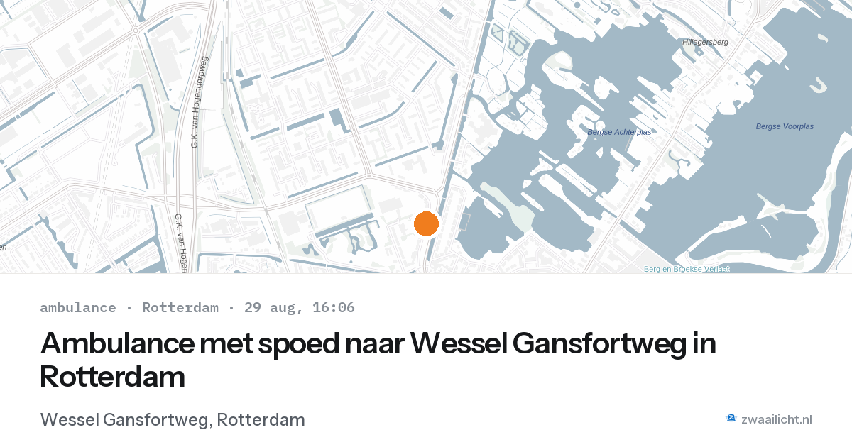 Ambulance met spoed naar Wessel Gansfortweg in Rotterdam — 29 aug 2026
