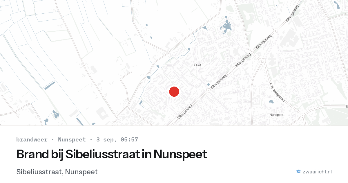 Brand bij Sibeliusstraat in Nunspeet — 3 sep 2026