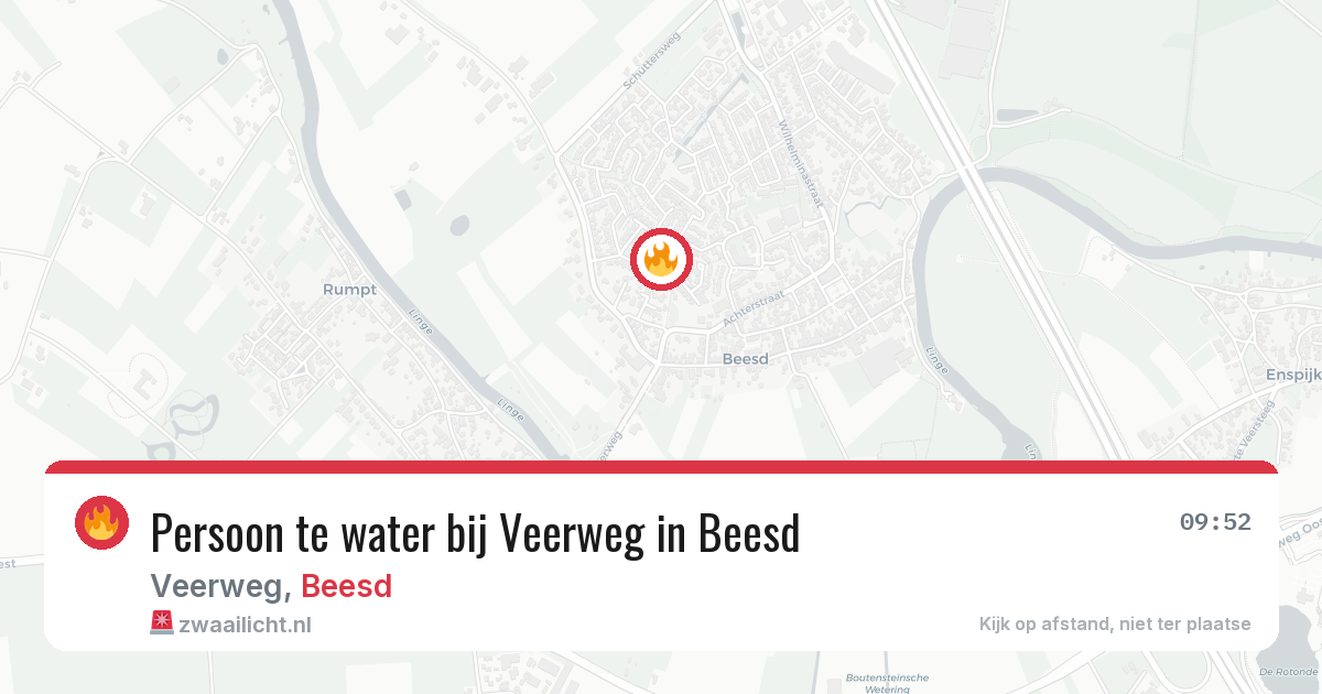 Persoon te water bij Veerweg in Beesd — 25 feb 2026