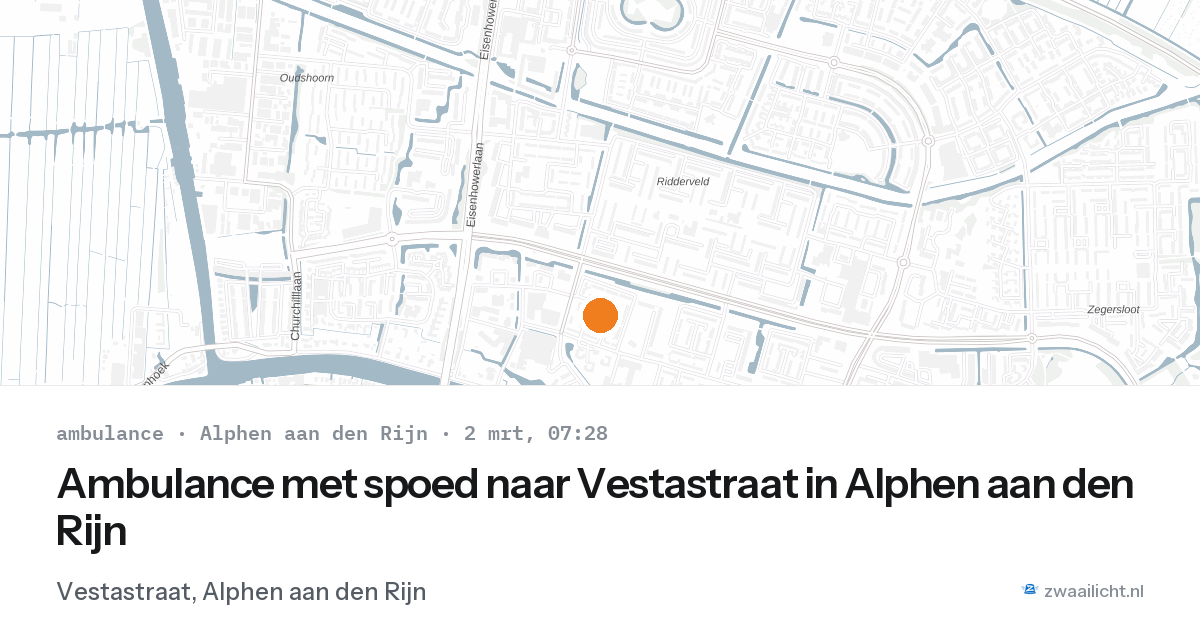 Ambulance met spoed naar Vestastraat in Alphen aan den Rijn — 2 mrt 2026