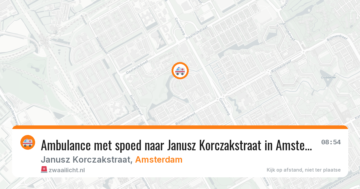 Ambulance met spoed naar Janusz Korczakstraat in Amsterdam — 21 mrt 2026
