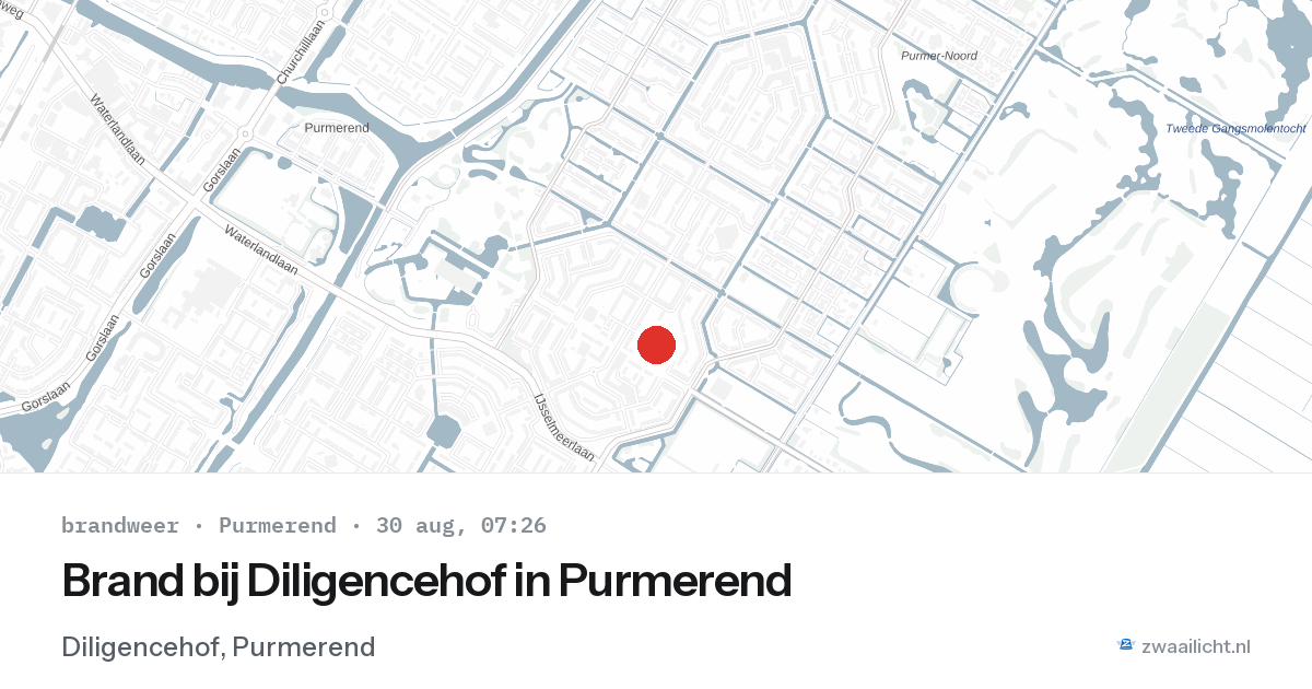 Brand bij Diligencehof in Purmerend — 30 aug 2026