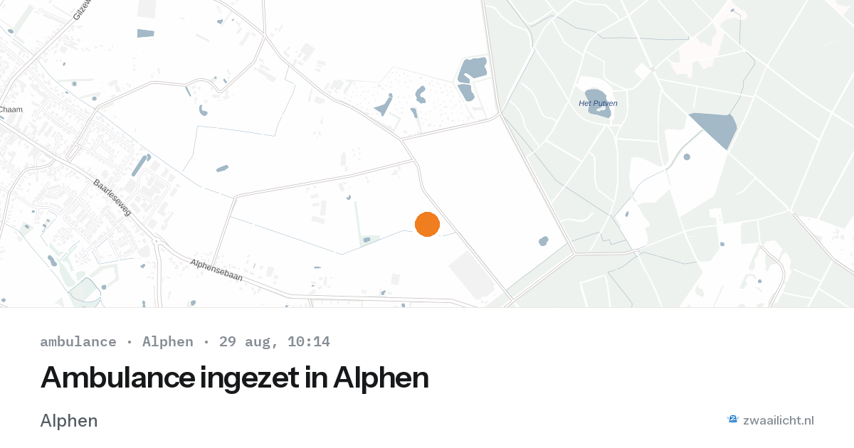 Ambulance ingezet in Alphen — 29 aug 2026