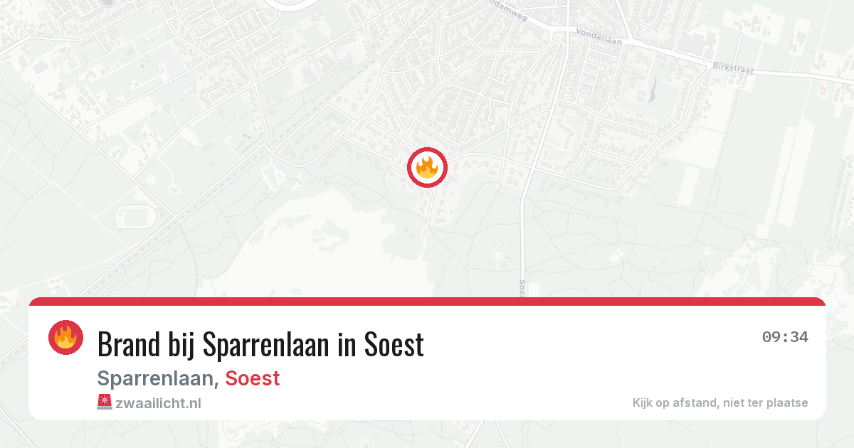 Brand bij Sparrenlaan in Soest — 10 aug 2026