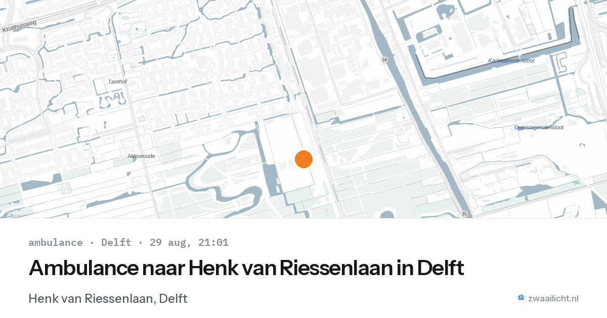 Ambulance naar Henk van Riessenlaan in Delft — 29 aug 2026
