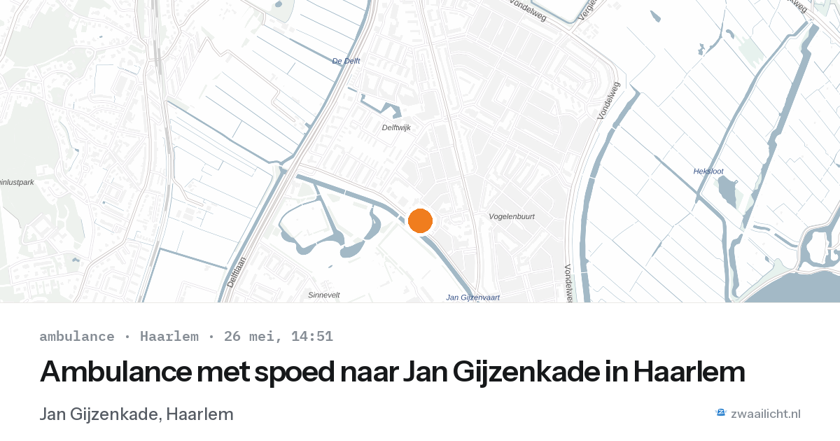 Ambulance met spoed naar Jan Gijzenkade in Haarlem — 26 mei 2026