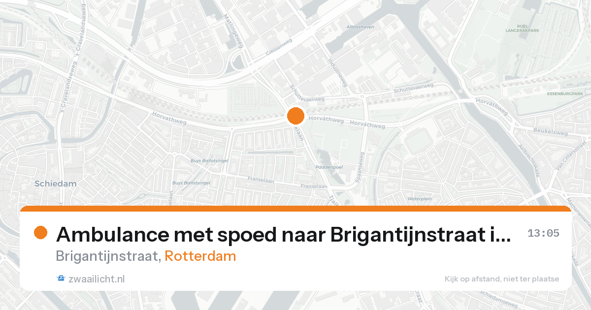 Ambulance met spoed naar Brigantijnstraat in Rotterdam — 24 aug 2026