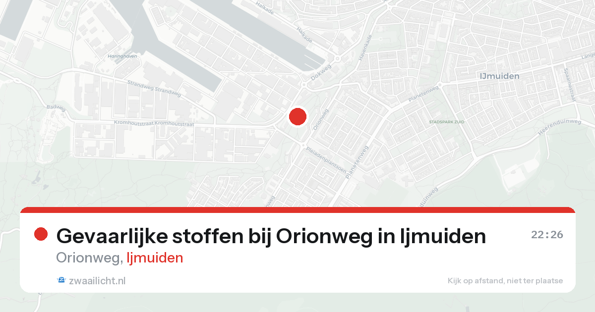 Gevaarlijke stoffen bij Orionweg in Ijmuiden — 18 aug 2026