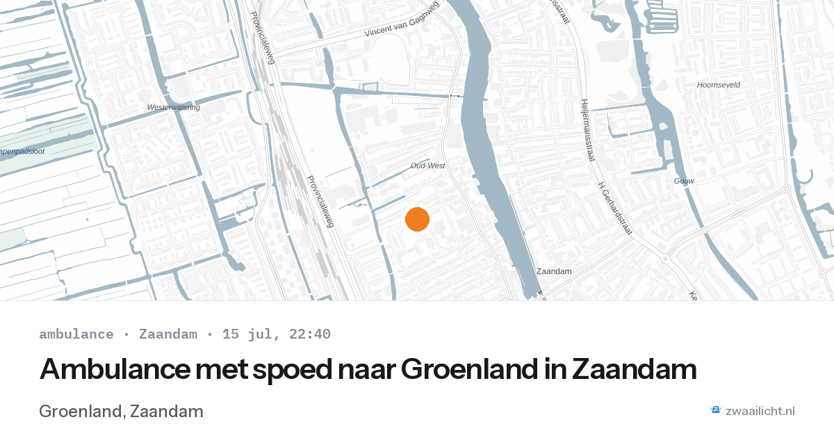 Ambulance met spoed naar Groenland in Zaandam — 15 jul 2026