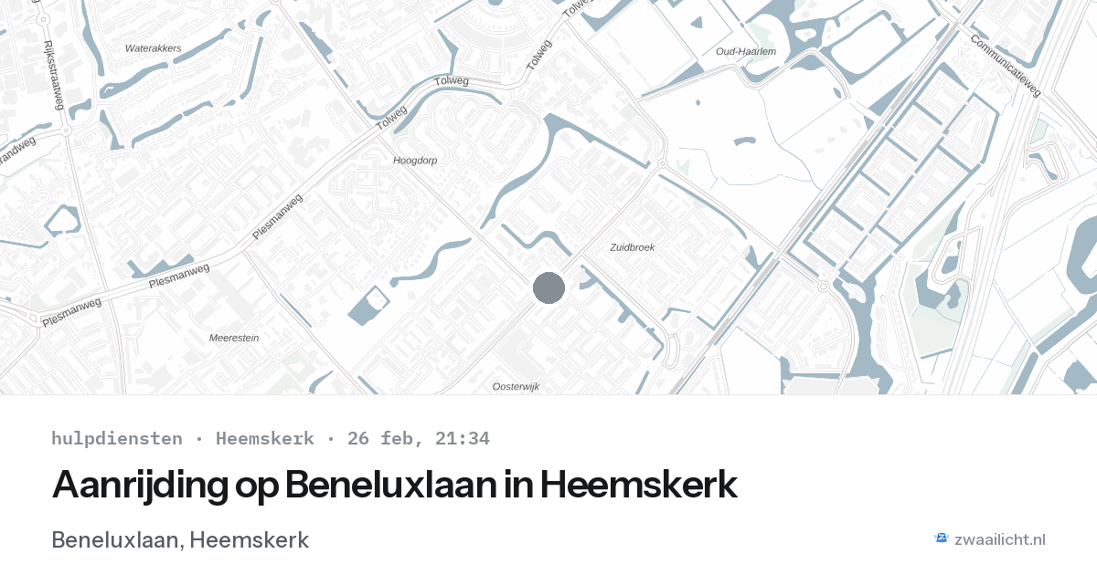 Aanrijding op Beneluxlaan in Heemskerk — 26 feb 2026