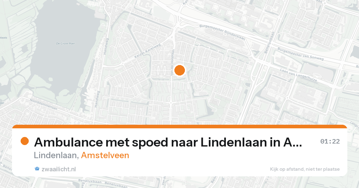 Ambulance met spoed naar Lindenlaan in Amstelveen — 22 aug 2026