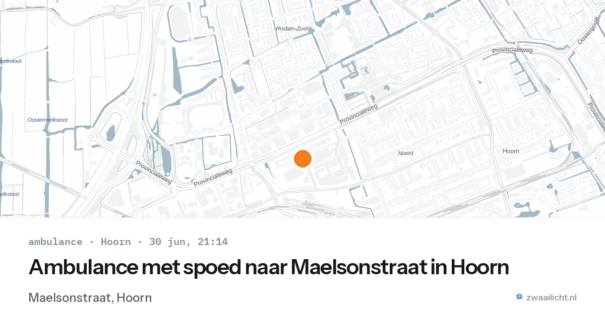 Ambulance met spoed naar Maelsonstraat in Hoorn — 30 jun 2026