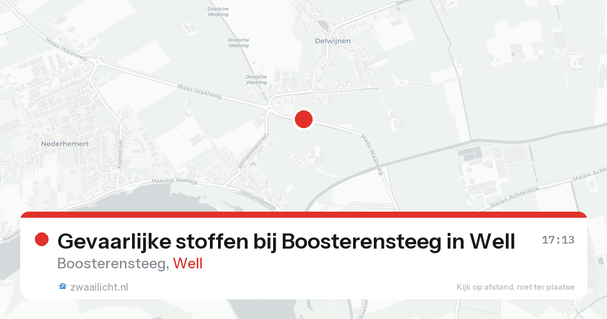 Gevaarlijke stoffen bij Boosterensteeg in Well — 17 aug 2026