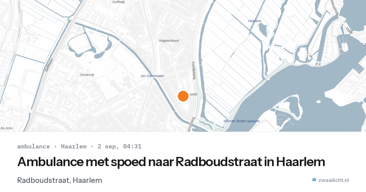 Ambulance met spoed naar Radboudstraat in Haarlem — 2 sep 2026