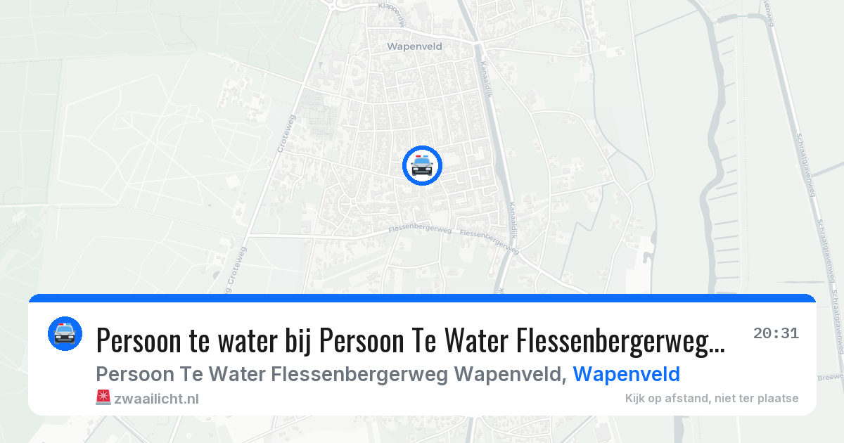 Persoon te water bij Persoon Te Water Flessenbergerweg Wapenveld in Wapenveld — 24 jun 2026