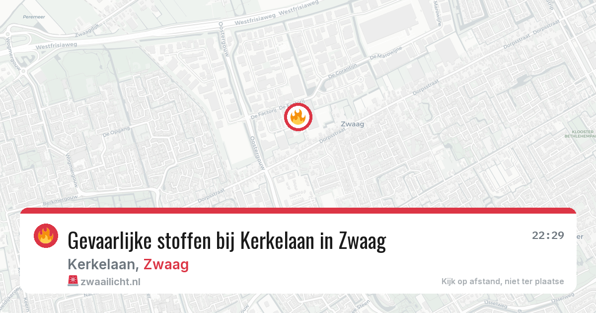 Gevaarlijke stoffen bij Kerkelaan in Zwaag — 29 jul 2026