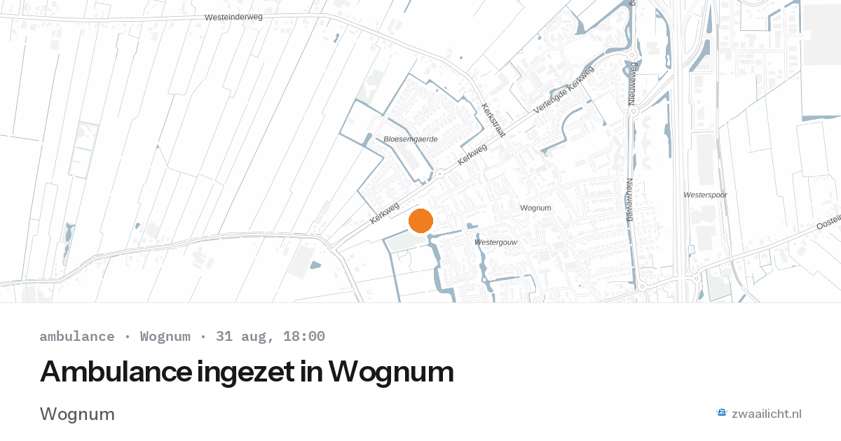 Ambulance ingezet in Wognum — 31 aug 2026 | 🚨 Zwaailicht.nl