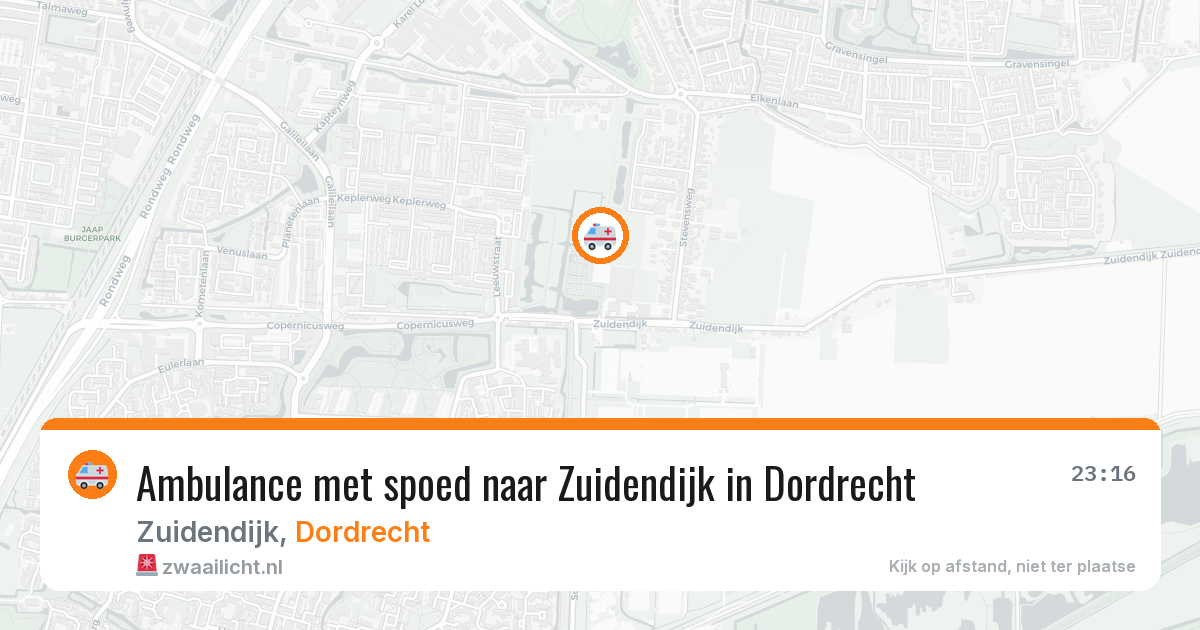 Ambulance met spoed naar Zuidendijk in Dordrecht — 14 aug 2026