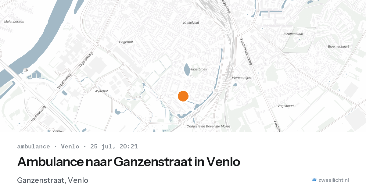 Ambulance naar Ganzenstraat in Venlo — 25 jul 2026