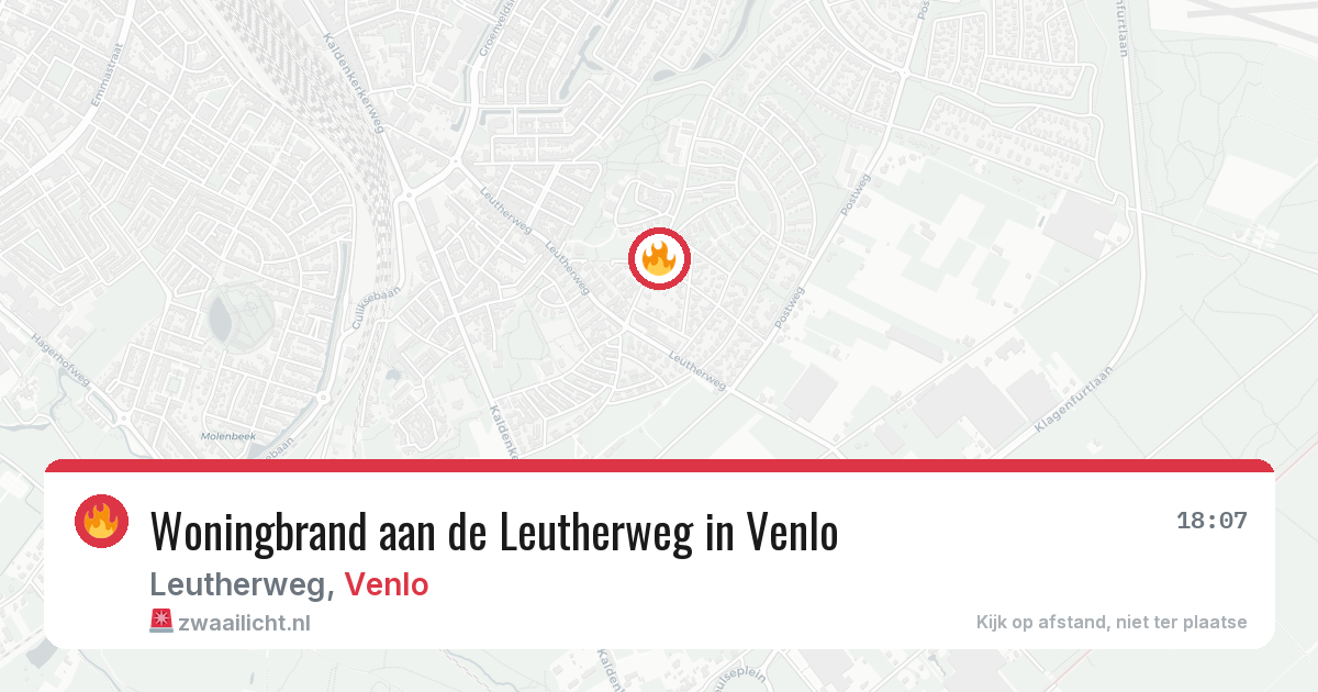 Woningbrand aan de Leutherweg in Venlo — 13 mrt 2026