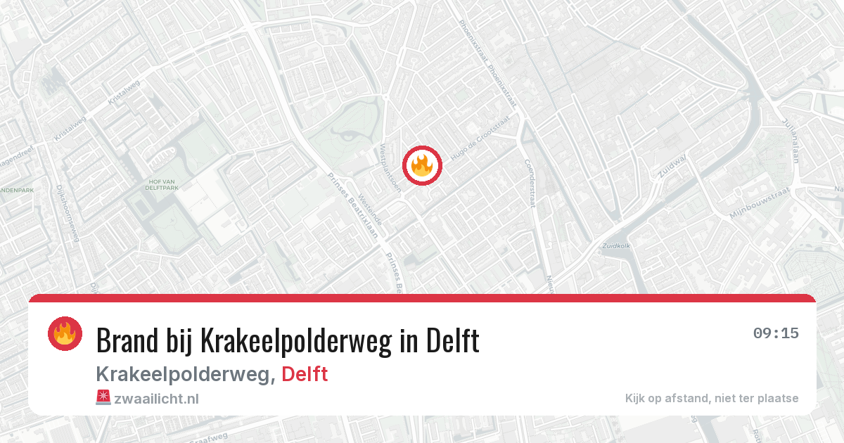 Brand bij Krakeelpolderweg in Delft — 10 jul 2026
