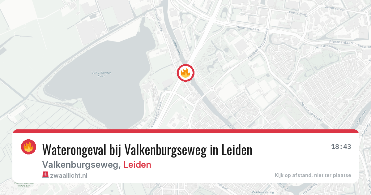 Waterongeval bij Valkenburgseweg in Leiden — 19 jun 2026