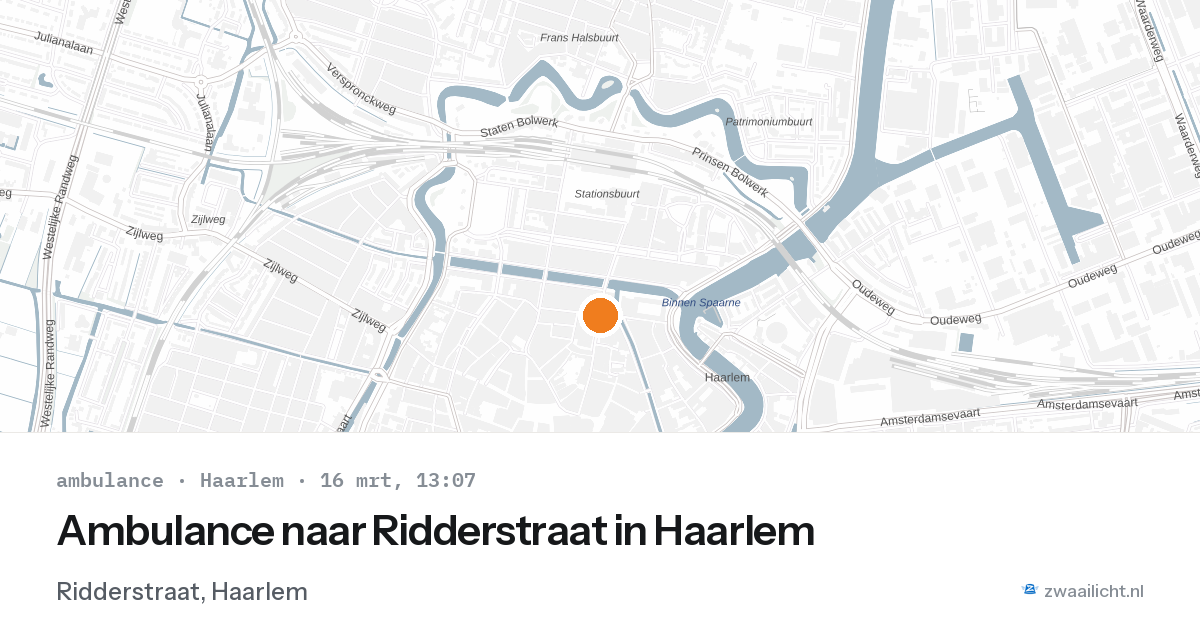 Ambulance naar Ridderstraat in Haarlem — 16 mrt 2026