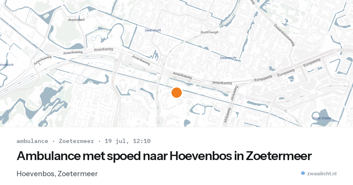 Ambulance met spoed naar Hoevenbos in Zoetermeer — 19 jul 2026