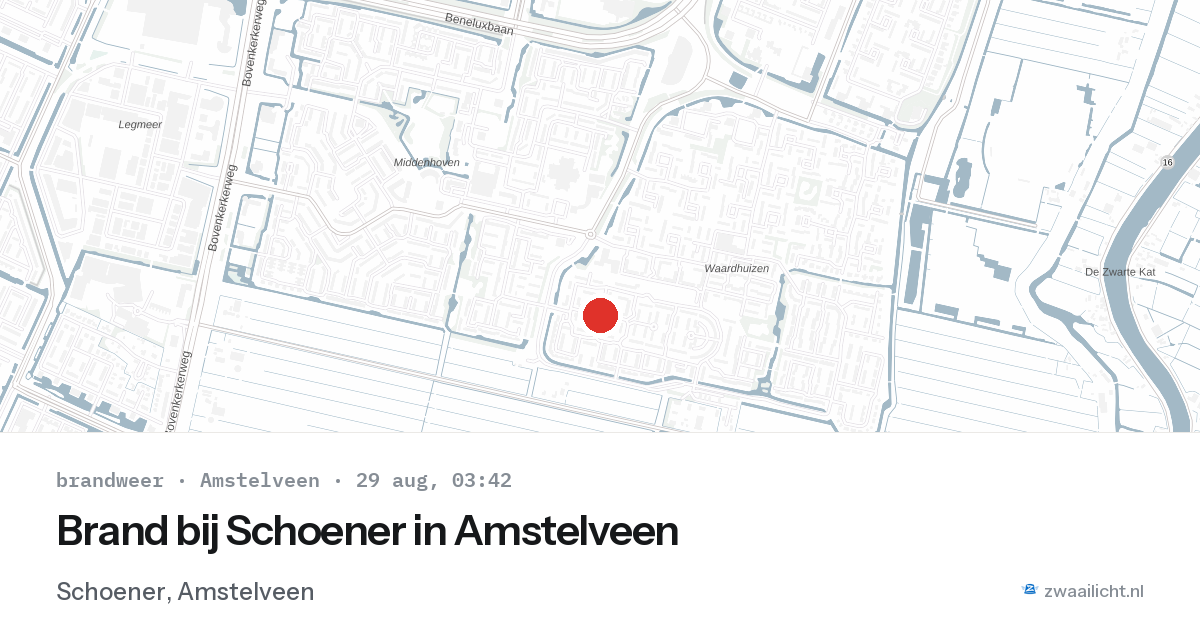 Brand bij Schoener in Amstelveen — 29 aug 2026
