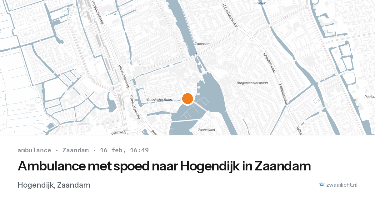 Ambulance met spoed naar Hogendijk in Zaandam — 16 feb 2026