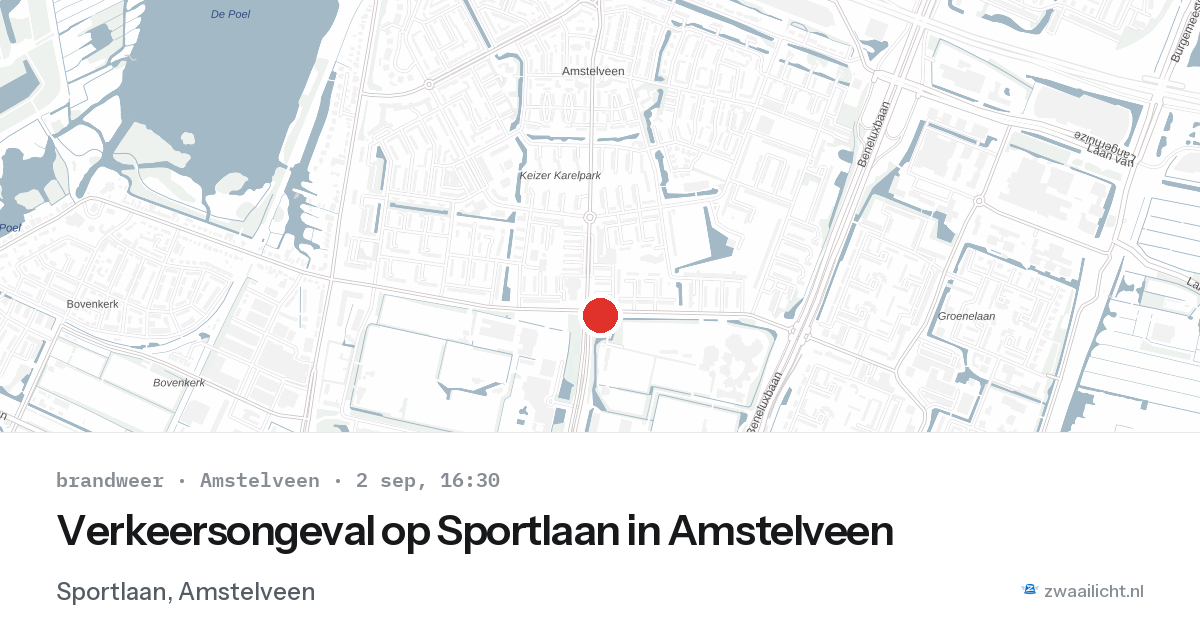 Verkeersongeval op Sportlaan in Amstelveen — 2 sep 2026