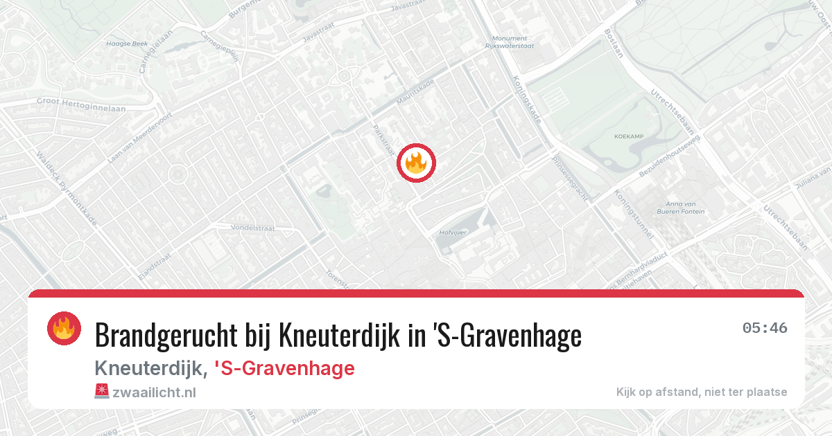 Brandgerucht bij Kneuterdijk in 'S-Gravenhage — 13 aug 2026