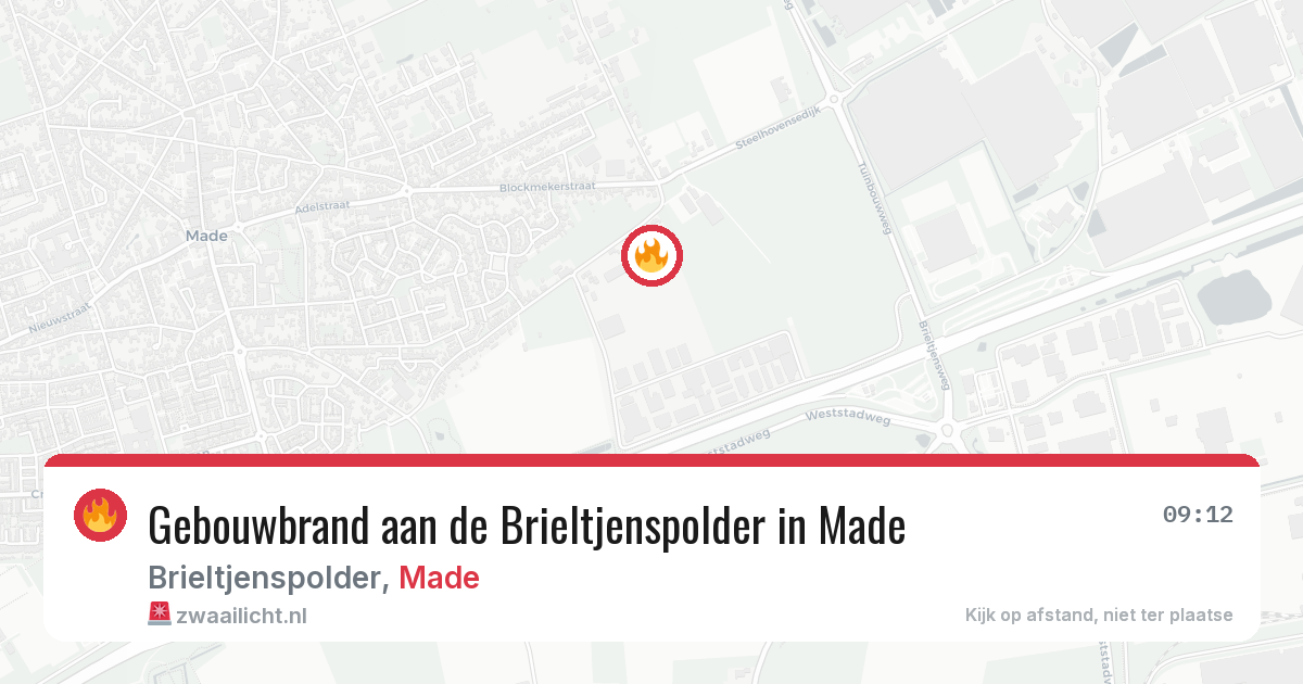 Gebouwbrand aan de Brieltjenspolder in Made — 8 jul 2026