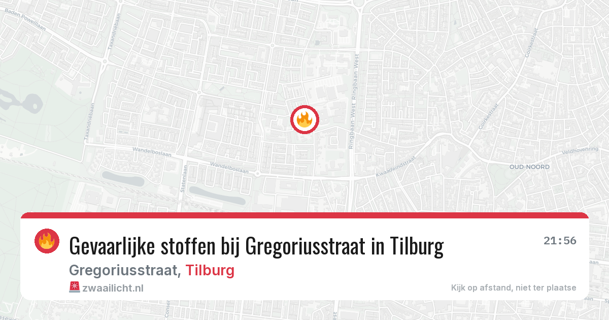 Gevaarlijke stoffen bij Gregoriusstraat in Tilburg — 7 aug 2026